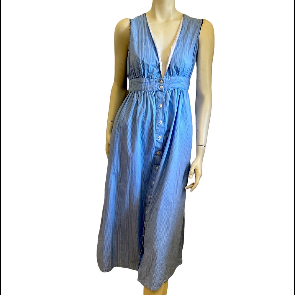 {Miss Kelly 1999} Vertical Striped  Sleeveless Blue & White Dress Size L